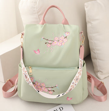 BP773 - Floral Green Canvas Backpack
